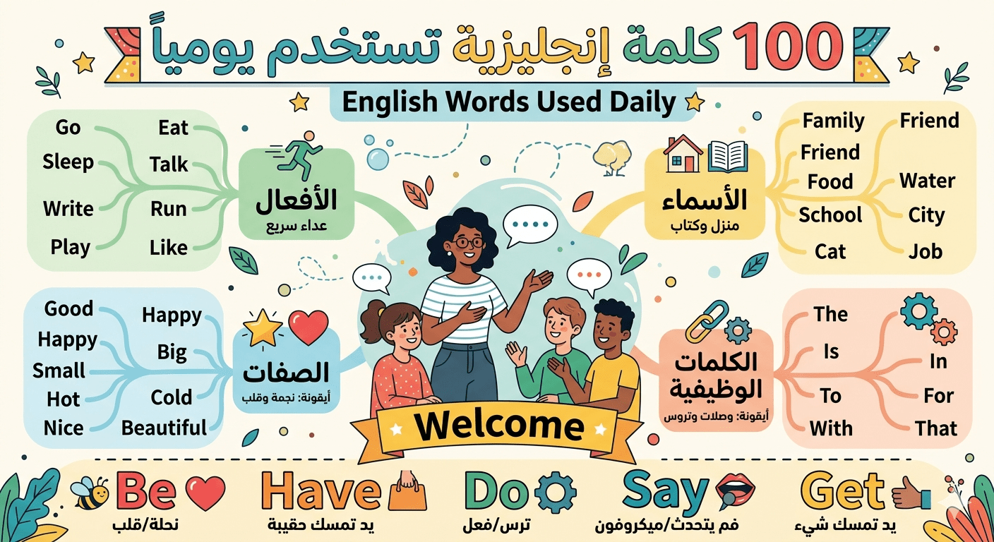 اهم 100 كلمة في اللغة الانجليزية